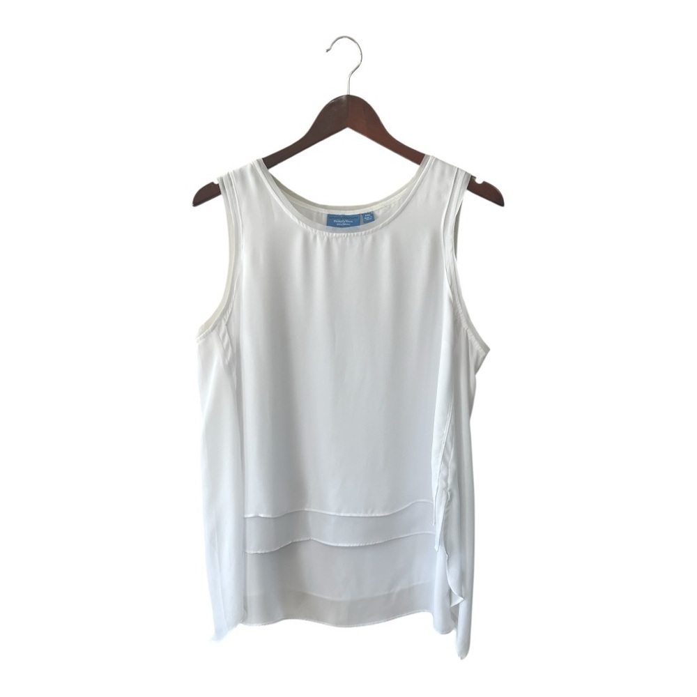 Simply Vera Wang Double Layer Chiffon White Tank Top Size PXL